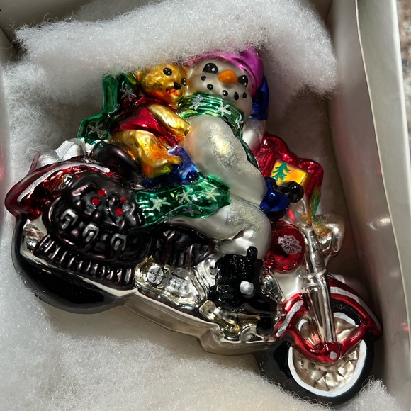 Harley-Davidson Christopher Radko Snowman Glass Ornament, cir 2000 - Picture 2 of 5